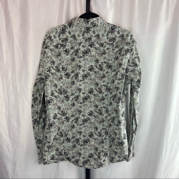 French Connection White Skull and Floral Print Button Up Shirt, size XL - Picture 7 of 7